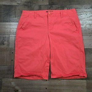 Bandolino Michele Bermuda Shorts Womens 8 Red Low Rise Flat Front Zip Closure